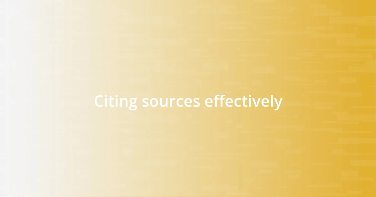 Citing sources effectively