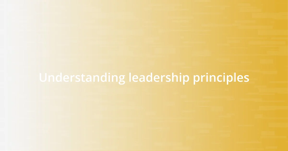 Understanding leadership principles