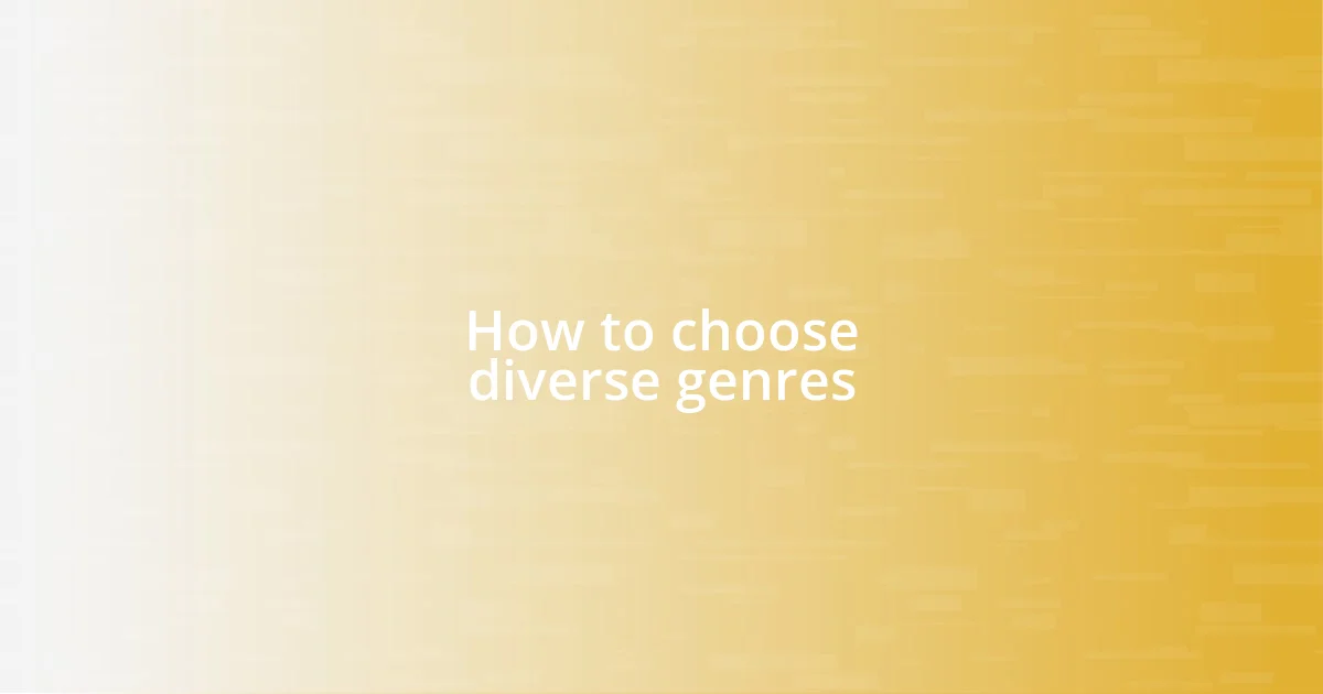 How to choose diverse genres